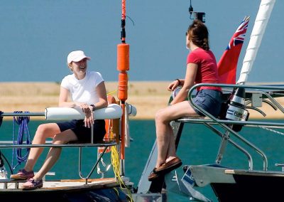 sailing yacht charter Mustique women on deck