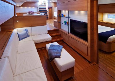 TV Lounge on Charter Sailing Yacht Thalima