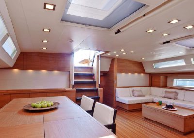 View of the exit in the main saloon of Charter Sailing Yacht Thalima
