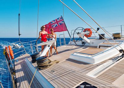 Fun with the tender on Charter Sailing Yacht Thalima